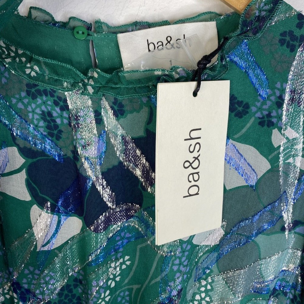 Ba&Sh vert Green Floral Joie Robe Long Sleeves Sleeves Maxi Dress Size 1 - Picture 9 of 10